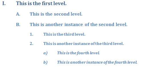 isLgl Numbering Scheme for Outline